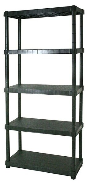 Regalux Plastična polica (V x Š x G: 188 x 90 x 40 cm, Nosilnost na polico: 55 kg, Število polic: 5 kos, Priklop, Črne barve)