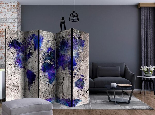 Artgeist Paravan Inked World Map, 5-Delni, Dvostranski