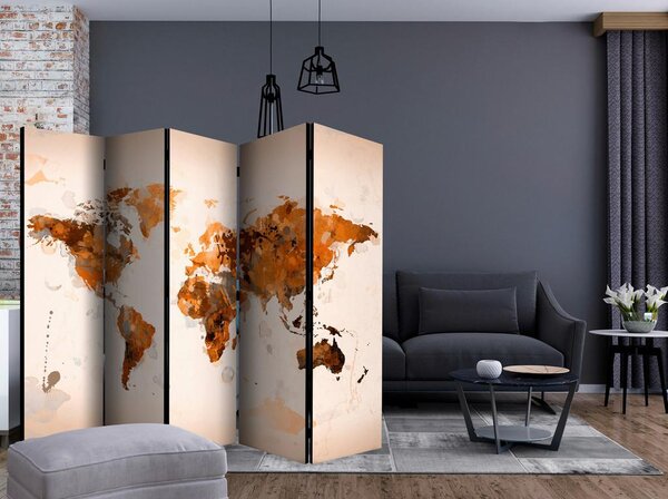 Artgeist Paravan World In Brown Shades I, 5-Delni, Dvostranski