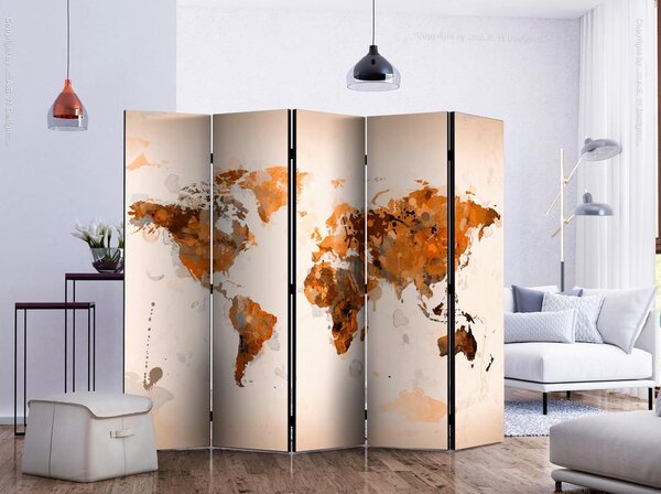 Artgeist Paravan World In Brown Shades I, 5-Delni, Dvostranski