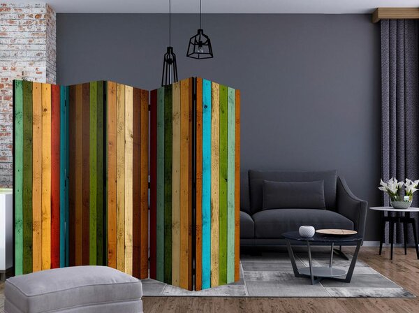 Artgeist Paravan Wooden Rainbow I, 5-Delni, Enostranski