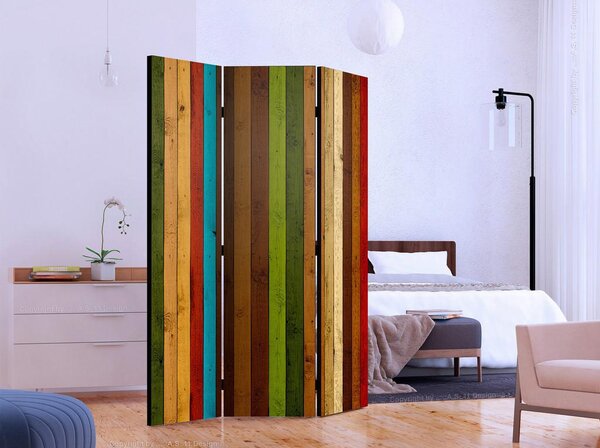 Artgeist Paravan Wooden Rainbow, 3-Delni, Enostranski