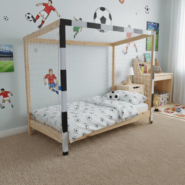 KONDELA Montessori postelja, naravna/bela/črna, 90x200, FUTAL