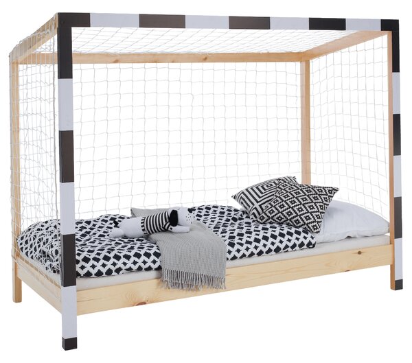 KONDELA Montessori postelja, naravna/bela/črna, 90x200, FUTAL