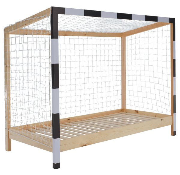 KONDELA Montessori postelja, naravna/bela/črna, 90x200, FUTAL