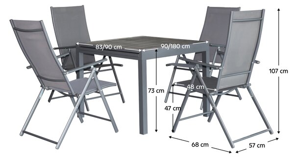 KONDELA Vrtni komplet 1+4, temno siva, NIKY