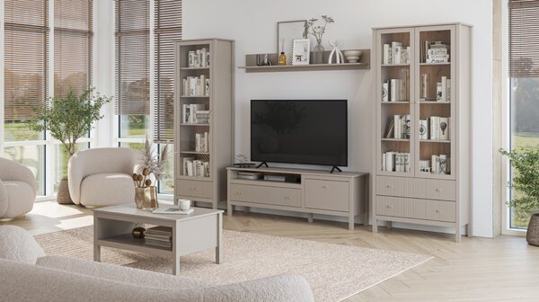 KONDELA Komoda, sivo-rjava Taupe/hrast craft zlat, KLIO 3S