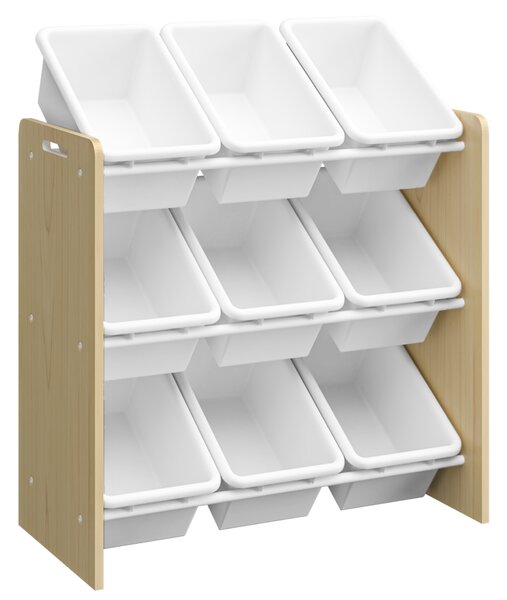 KONDELA Organizator/regal za igrače, naravna/bela, BOIS