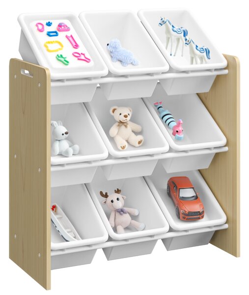 KONDELA Organizator/regal za igrače, naravna/bela, BOIS