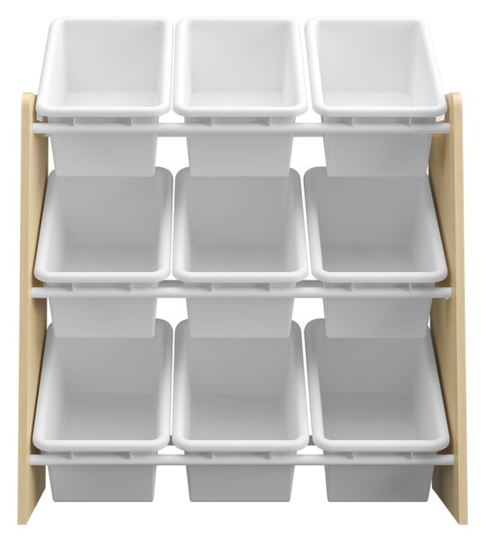 KONDELA Organizator/regal za igrače, naravna/bela, BOIS