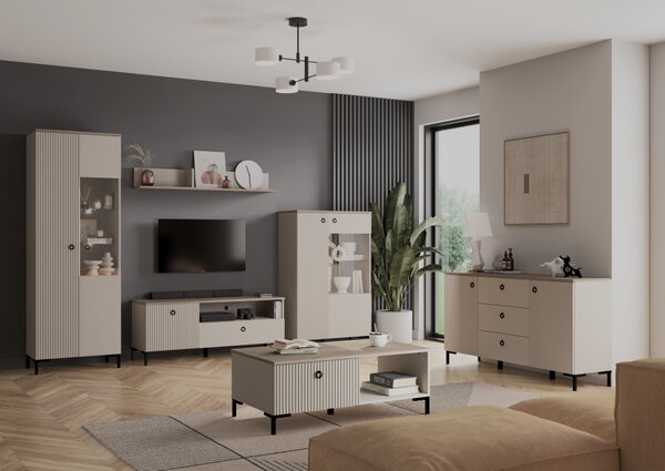 KONDELA TV omarica, sivo-rjava Taupe/hrast silverjack, DOMCA 2D1S
