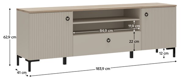 KONDELA TV omarica, sivo-rjava Taupe/hrast silverjack, DOMCA 2D1S