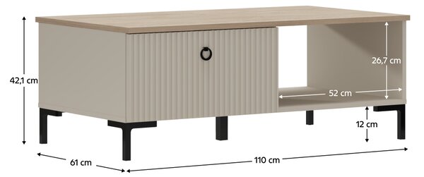 KONDELA Klubska mizica, sivo-rjava Taupe/hrast silverjack, DOMCA 1S