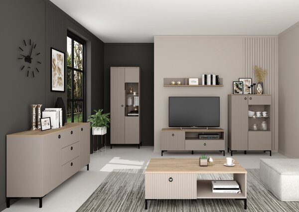 KONDELA TV omarica, sivo-rjava Taupe/hrast silverjack, DOMCA 2D1S