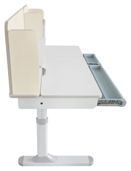 KONDELA Rastoča pisalna miza, natural/bela, LEDIN