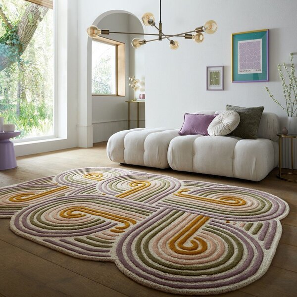 Zelena ročno tkana volnena preproga 160x230 cm Spiral Shaped – Flair Rugs