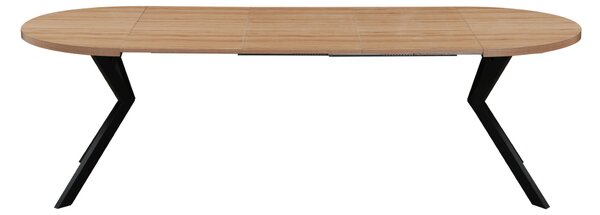 KONDELA Raztegljiva jedilna miza, svetli hrast/črna, 100-250 x 75,5 cm, LUKOS