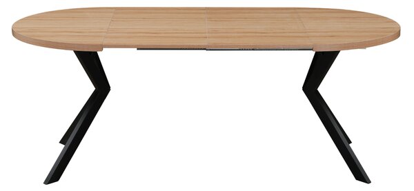 KONDELA Raztegljiva jedilna miza, svetli hrast/črna, 100-250 x 75,5 cm, LUKOS