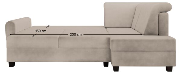 KONDELA Kotna sedežna garnitura, bež Taupe, desna, MEDY ROH