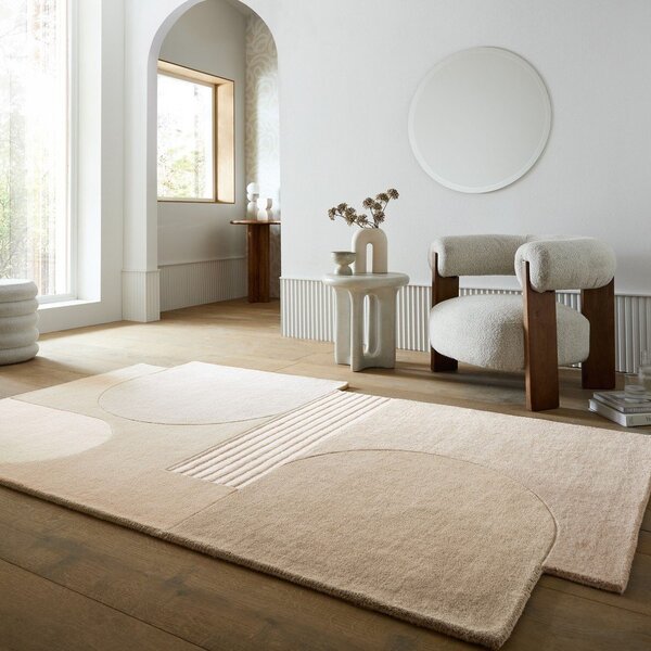 Ročno tkana volnena preproga v naravni barvi 120x180 cm Lozenge – Flair Rugs