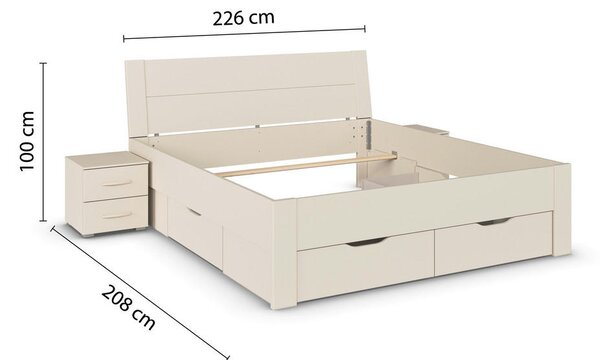 POSTELJA x , leseni material barve šampanjca