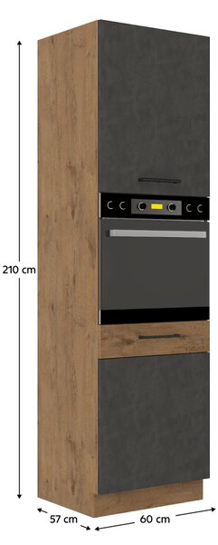 KONDELA Visoka omara, hrast lancelot/mat siva, VEGA 60 DP-210 2F