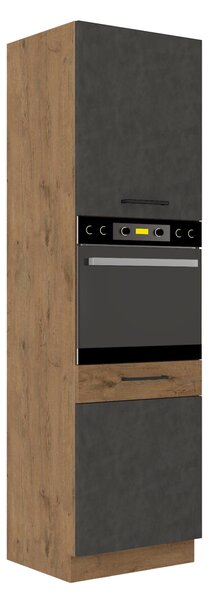KONDELA Visoka omara, hrast lancelot/mat siva, VEGA 60 DP-210 2F