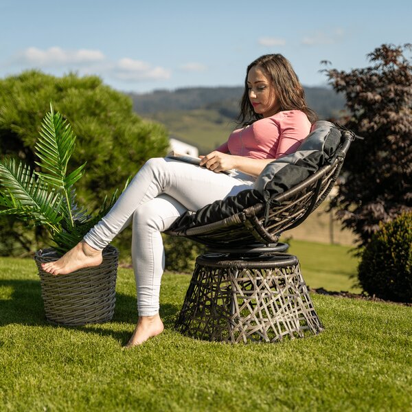 KONDELA Vrtljiv stol z blazino, siv/črn/svetlo siv, TRISS