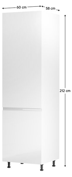 KONDELA Omara za vgradnjo hladilnika, bela/bela visok sijaj, leva, AURORA D60ZL