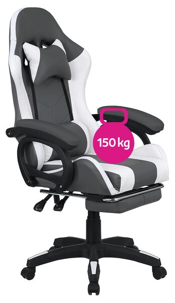 KONDELA Pisarniški/igralni stol z RGB LED osvetlitvijo, črno/belo, JOVELA