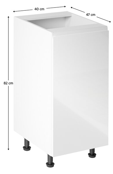 KONDELA Spodnja omarica, bela/bela visok sijaj, desna, AURORA D40