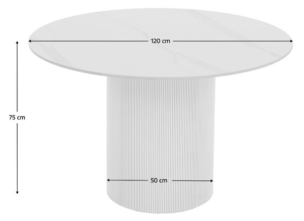 KONDELA Jedilna miza, bel marmor/MDF, premer 120 cm, MAHIR TYP 1