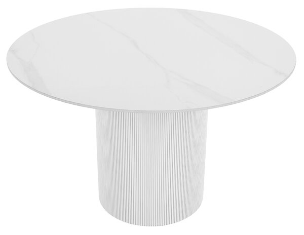 KONDELA Jedilna miza, bel marmor/MDF, premer 120 cm, MAHIR TYP 1