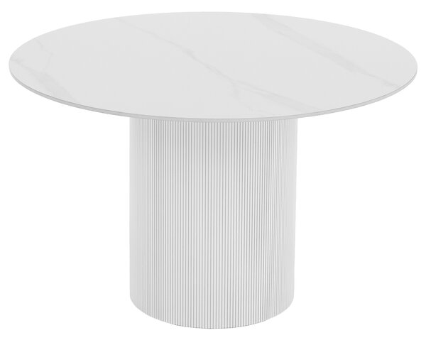 KONDELA Jedilna miza, bel marmor/MDF, premer 120 cm, MAHIR TYP 1