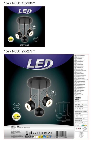 STROPNA LED-SVETILKA DONOVAN 3000 K 230 V