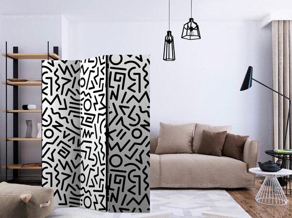 Artgeist Paravan Black And White Maze, 3-Delni, Dvostranski