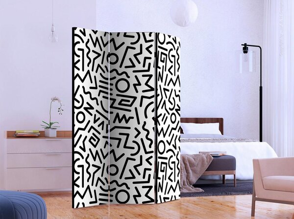 Artgeist Paravan Black And White Maze, 3-Delni, Dvostranski