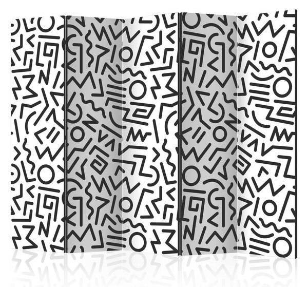Artgeist Paravan Black And White Maze I, 5-Delni, Dvostranski
