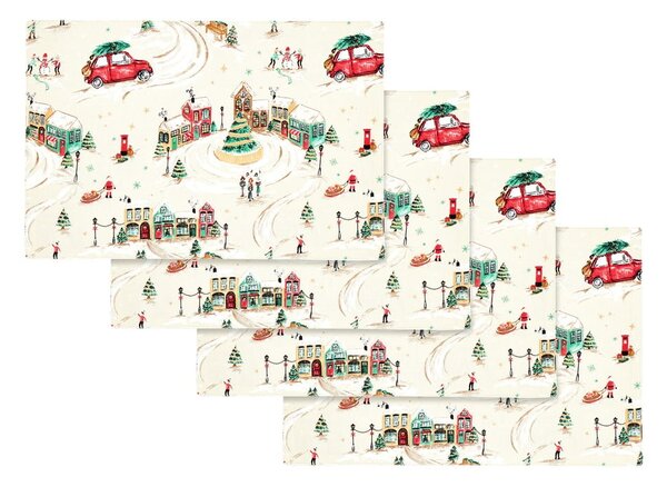 Bombažni pogrinjki v kompletu 4 ks 30x46 cm Christmas Town – Catherine Lansfield