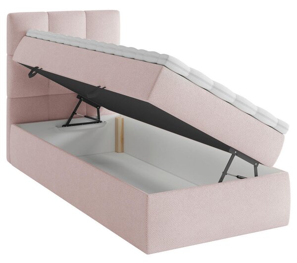 POSTELJA Z VZMETNICO 90 cm x 200 cm , les, tekstil, leseni material svetlo roza