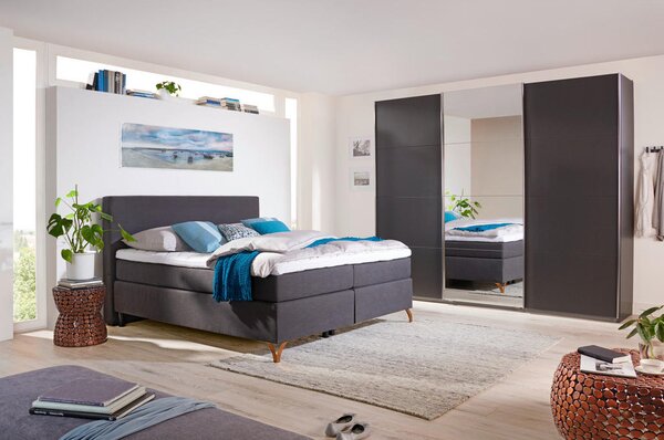 BOXSPRING POSTELJA 140 cm x 200 cm , tekstil antracit
