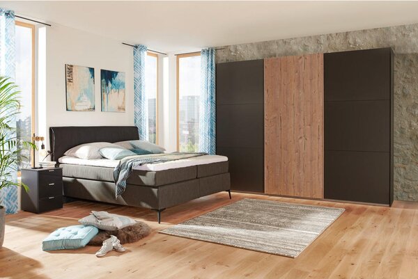 POSTELJA BOXSPRING 140 cm x 200 cm , tekstil antracit, črna