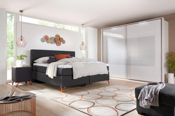 BOXSPRING POSTELJA 140 cm x 200 cm , tekstil antracit