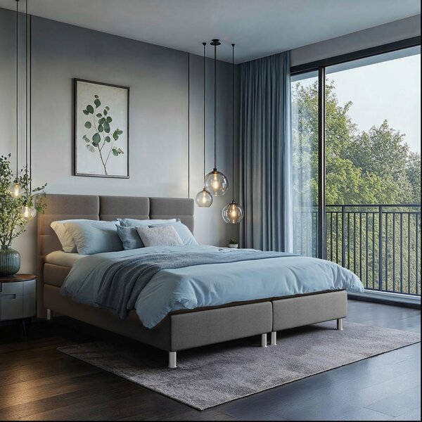 POSTELJA Z VZMETNICO 140 cm x 200 cm , tekstil antracit