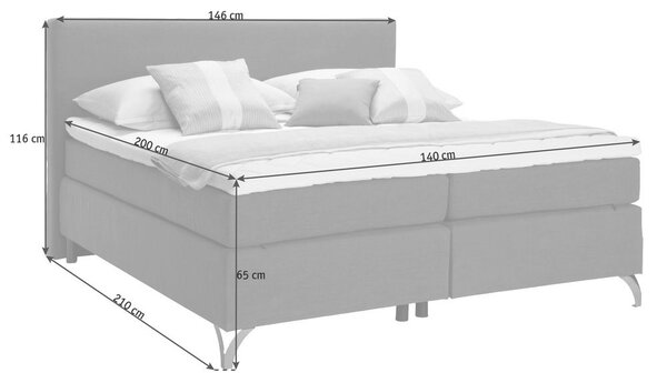 POSTELJA BOXSPRING 140 cm x 200 cm , tekstil rdeča