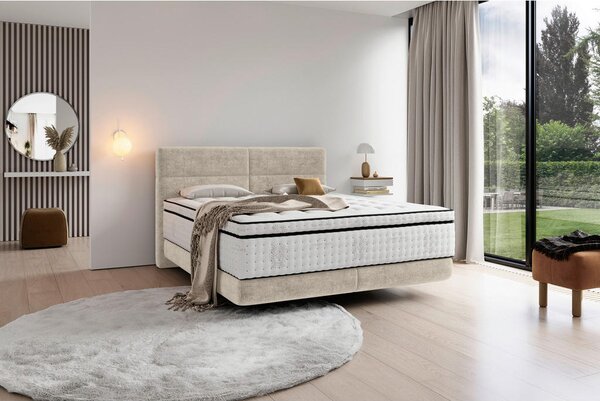 BOXSPRING POSTELJA 140 cm x 200 cm , tekstil bež
