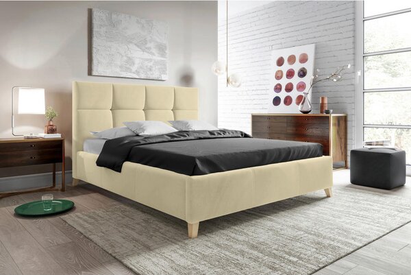 OBLAZINJENA POSTELJA 140 cm x 200 cm , tekstil bež