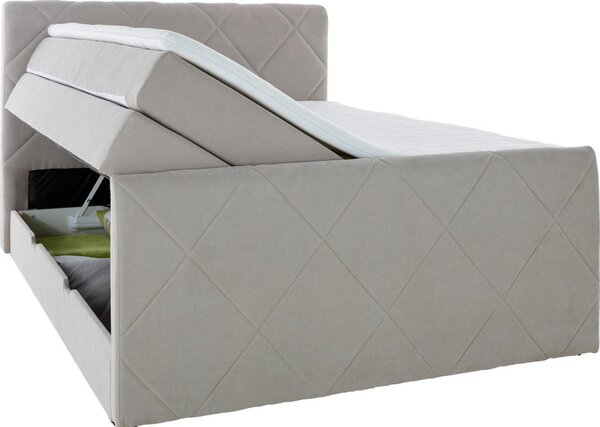 POSTELJA BOXSPRING 160 cm x 200 cm , tekstil siva