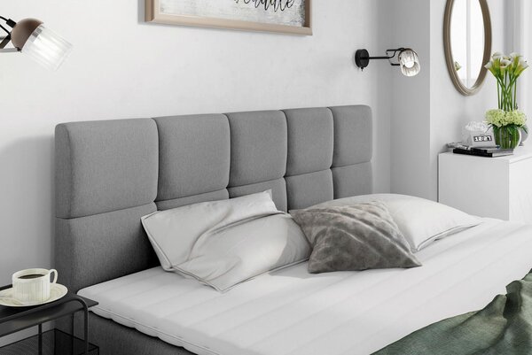 POSTELJA Z VZMETNICO 180 cm x 200 cm , les, tekstil, leseni material temno siva
