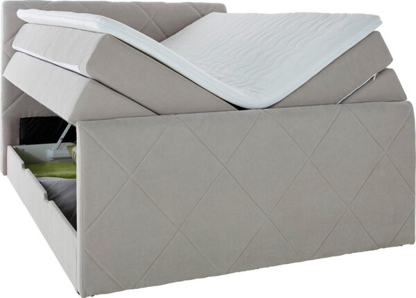 POSTELJA BOXSPRING 160 cm x 200 cm , tekstil siva